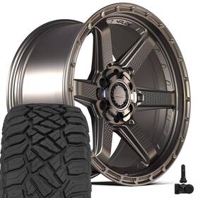 4play Wheels 9513421 4ps63 22x9 Bronze And 33x12.50r22 A/t Tires Tpms Set 6x135 6x139.7