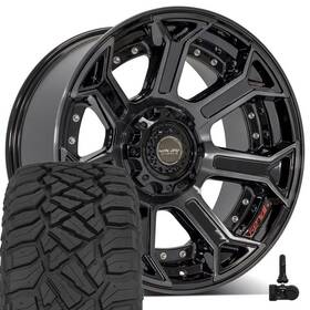 4play Wheels 9513440 4p70 22x10 Black And 33x12.5x22 At Tires Tpms Set 5 5x127 5x139.7
