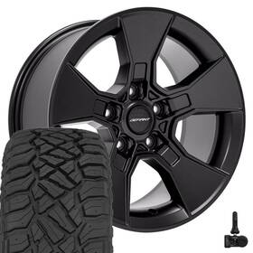 Defiant Wheels 9513327 Df02 17x8.5 Black And 33x12.50r17 A/t Tires Tpms Set 5x127 12et