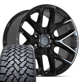Defiant Wheels 9513769 Df17c 20x9 Black And 275/55r20 A/t Tires Set Fits Ford F-150