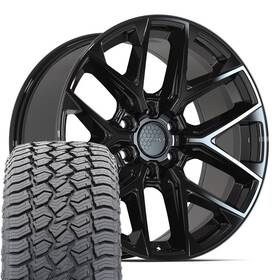 Defiant Wheels 9516480 Df17a 20x9 Black And 275/55r20 At2 Tires Set 6x139.7 18et