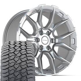 Defiant Wheels 9516488 Df18a 20x9 Silver And 275/55r20 At2 Tires Set 6x139.7 18et