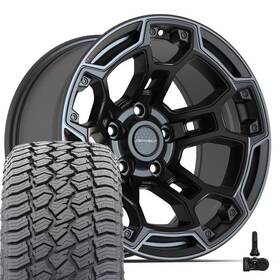 Defiant Wheels 9518326 Set 5 Df03 17x9 Charcoal 265/70r17 A/t Tires And Tpms 5x127 -12et