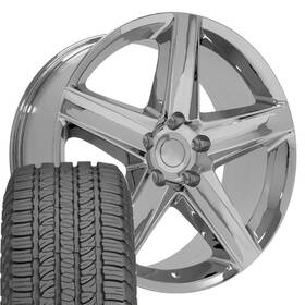9471736 Oe Wheels 9082 Chrome 20 Inch 5x5 Rim And Goodyear Tire Set Fit Jeep Dodge