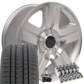 Oe Wheels 9507148 5291 Silver 22 Inch 6x139.7 Rims Bridgestone Tires Set Fit Chevy Gmc Cadillac