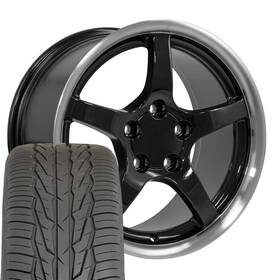 9509478 Oe Wheels 5122 Black 17x9.5 Inch Rims And Tires Fit Camaro C4 Corvette -deep Dish Style
