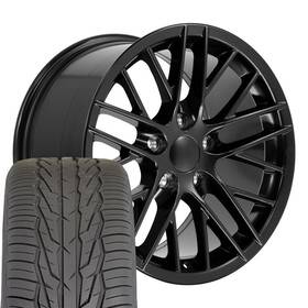 9509482 Oe Wheels 17x9.5 Black 5402 And Tires Fit Firebird Camaro C4 Corvette -c6 Zr1 Style