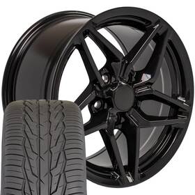9510130 Oe Wheels Black 17x9.5/17x11 Rims And Tires Set Fits Corvette Camaro - C7 Zr1 Style
