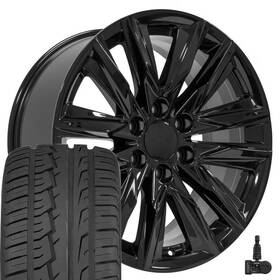 Oe Wheels 9511245 20x9 Gloss Black 4869 And 275/55r20 Tires Fit Escalade Sport Style