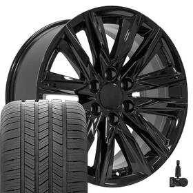 Oe Wheels 9511246 20x9 Gloss Black 4869 And Goodyear Tires Fit Escalade Sport Style