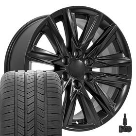 Oe Wheels 9511249 20x9 Satin Black 4869 And Goodyear Tires Fit Escalade Tahoe Silverado