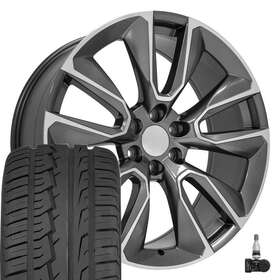 Oe Wheels 9512168 24 Inch Gunmetal 5916 Rims 305/35 Tires And Tpms Fits Silverado Tahoe Suburban Rst