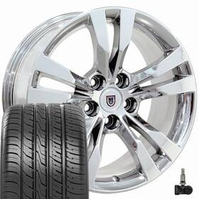 Oe Wheels 9512258 5x120 Chrome 18 Inch 4717 Rims Tires And Tpms Set Fit 2008-2013 Cadillac Cts