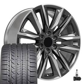 Oe Wheels 9512263 22 Inch Gunmetal 4869 Goodyear Tires Tpms Set Fit Escalade Sierra Yukon