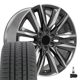 Oe Wheels 9512264 22 Inch Gunmetal 4869 Bridgestone Tires Tpms Fit Escalade Sierra Yukon