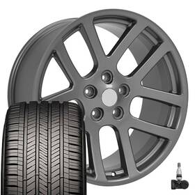 9512375 Oe Wheels 22x10 Gunmetal 2223 And Goodyear Tires Tpms Set Fit Dodge Ram 1500 Srt10