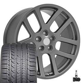 9512376 Oe Wheels 22x10 Gunmetal 2223 And Goodyear Tires Tpms Set Fit Dodge Ram 1500 Srt10