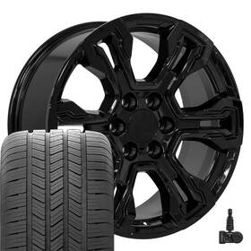 Oe Wheels 9512515 14089 Black 20 Inch Goodyear Tires And Tpms Set Fits Gmc Chevy Cadillac