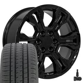 Oe Wheels 9512516 14089 Black 20 Inch Bridgestone Tires And Tpms Set Fits Gmc Chevy Cadillac