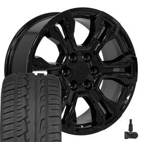 Oe Wheels 9512517 20 Inch Black 14089 Rims 275/55r20 Tires And Tpms Set Fits Sierra Yukon Escalade