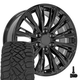 Oe Wheels 9512851 Ca93 20x9 Gloss Black And 275/55r20 A/t Tires Tpms 6x139.7 28et