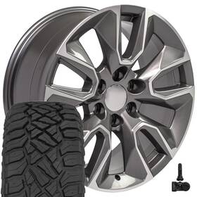 Oe Wheels 9512858 5916 20x9 Gunmetal Rims And 275/55r20 A/t Tires Tpms Set 6x139.7 28et