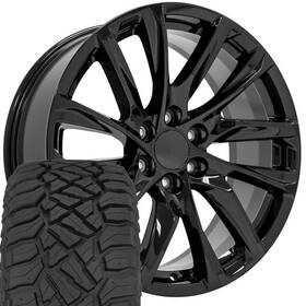 9512977 Oe Wheels Ca90 22x9 Black Llc And 285/45r22 Rt Tires Set 6x139.7 28et