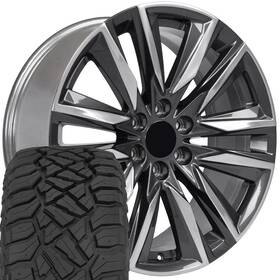 Oe Wheels 9512981 Ca91 22x9 Gunmetal And 285/45r22 A/t Tires Set 6x139.7 28et
