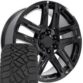 Oe Wheels 9513016 5913 Black 22x9 And 285/45r22 At Tires Set 6x139.7 28et