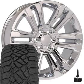 Oe Wheels 9513129 Set 4 Cv44 22x9 Chrome 6 Split Spoke And 285/45r22 R/t Tires