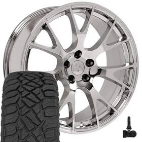 Oe Wheels 9513429 Set Dg69 Chrome 22x10 Rims And 33x12.5x22 A/t Tires Tpms 5x5.5 25et