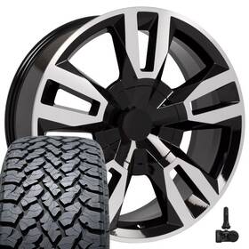 Oe Wheels 9514195 Cv40 22x9 Black And 285/45r22 At Tires Set 6x139.7