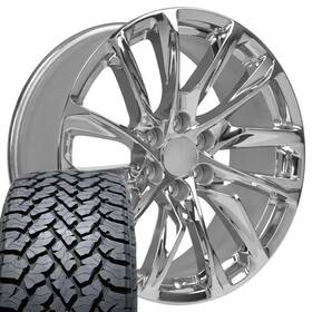 Oe Wheels 9515019 Ca90 20x9 Chrome And 275/55r20 A/t Tires Set 6x139.7 28et