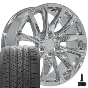 Oe Wheels 9515025 Ca90 20x9 Chrome Goodyear Tires And Tpms Set 6x139.7 28et