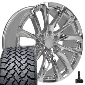 Oe Wheels 9515049 4875 Chrome 20x9 275/55r20 A/t Tires And Tpms Fit Cadillac Chevy Gmc