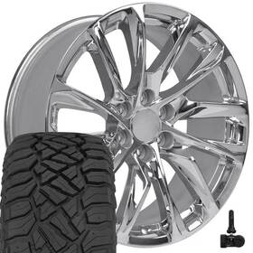 Oe Wheels 9515215 Ca90 22x9 Chrome 285/45r22 R/t Tires And Tpms Set 6x139.7 28et