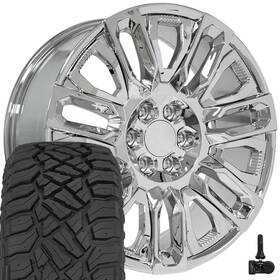 Oe Wheels 9515225 Cv57 22x9 Chrome 285/45r22 R/t Tires And Tpms Set 6x139.7 28et