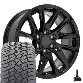 Oe Wheels 9516542 Ca90 20x9 Black 275/55r20 At2 Tires And Tpms Set 6x139.7 28et