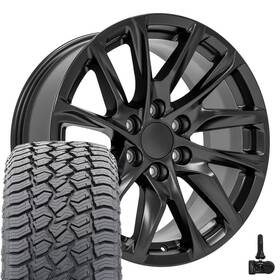 Oe Wheels 9516543 Ca90 20x9 Black 275/55r20 At2 Tires And Tpms Set 6x139.7 28et