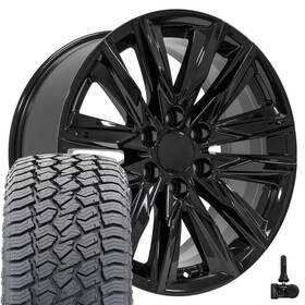 Oe Wheels 9516546 Ca91 20x9 Black 275/55r20 At2 Tires And Tpms Set 6x139.7 28et