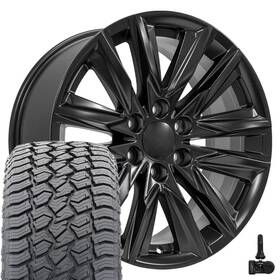 Oe Wheels 9516547 Ca91 20x9 Black 275/55r20 At2 Tires And Tpms Set 6x139.7 28et
