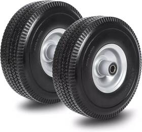 Taifa 313017550520 2 Pcs 10 Inch Solid Flat Free 4.10/3.50-4 Rubber Tires And Wheels Replacement With