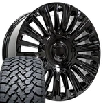Oe Wheels CA92 22X9 Black Rims & 285/45R22 At Tires Set 6X139.7. Fixed Price $2032.00.