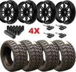 Fuel Hostage Black Wheels Rims 33 12.50 18 Mud Tires Sierra Silverado 1500. Fixed Price $2295.00.