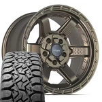 SET(4) Bronze 4PS63 17X9 Wheels & 33X12.5R17 All Terrain Tires 5X5.5 -6ET. Fixed Price $2235.00.