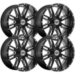 (SET-4) Scorpion SC18 20X9 8X6.5 12MM Black Milled Wheels Rims Inch. Fixed Price $1249.00.