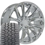 SET(4) 4875 Chrome 20X9 Wheels & 275/55R20 AT2 Tires Fit Cadillac Chevy Gmc. Fixed Price $1976.00.