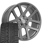 22X10 Gunmetal 2223 Wheels & 285/45 Tires Set Fit Dodge SRT10 Laramie Hemi. Fixed Price $1892.00.