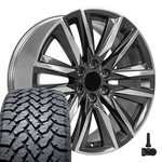 22X9 Gunmetal 4869 Oe Wheels & 285/45R22 At Tires Set 6X139.7. Fixed Price $2308.00.