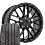 18X8.5 Satin Black 5402 Wheels Tires Fit Camaro Corvette C6 ZR1 Rim W1X. Fixed Price $1415.00.